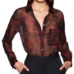 EQUIPMENT Femme Red and Black Silk Button Down Blouse - S/P
